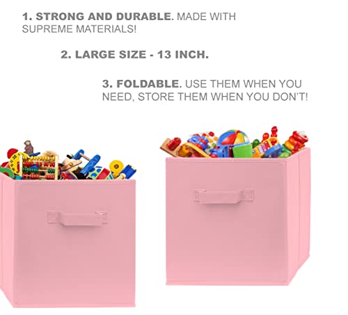 Pomatree 13 Inch Cube Storage Bins - 4 Pack - Large, Dual Handles, Foldable | 13x13 Fabric Bins for Organizing Closet, Clothes and Toys - Image 3