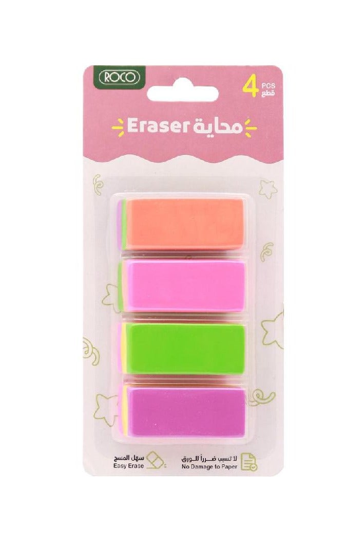 ممحاة مطاطية ملونة ذات شريط طويل بألوان متنوعة