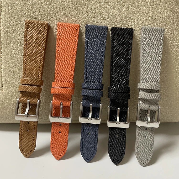 Bluejw Premium Slim Quick Release Italian Saffiano Calfskin Leather Watch Strap Replacement for 18mm 20mm 22mm Watches – Replace the Watch Strap with Durable, Stylish Calf Leather Band - Image 2
