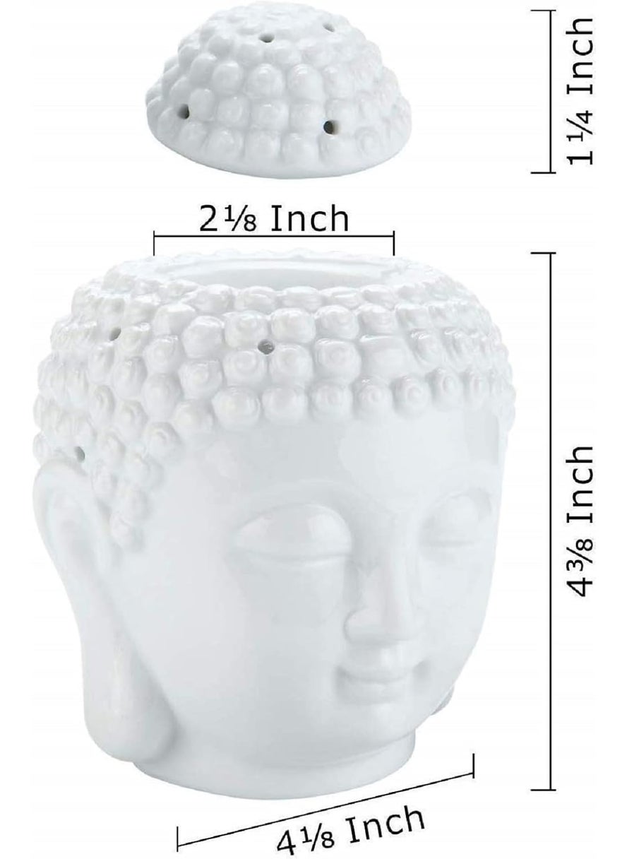 Mkd2 Rise Mkd2 Rise Ceramic Electric Diffuser Oil Burner Buddha Shape with 10 ml Jasmine Aroma Oil for Fragrance White 55 inch  - Image 4
