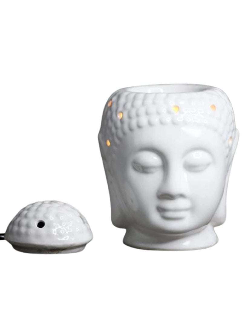 Mkd2 Rise Mkd2 Rise Ceramic Electric Diffuser Oil Burner Buddha Shape with 10 ml Jasmine Aroma Oil for Fragrance White 55 inch  - Image 2