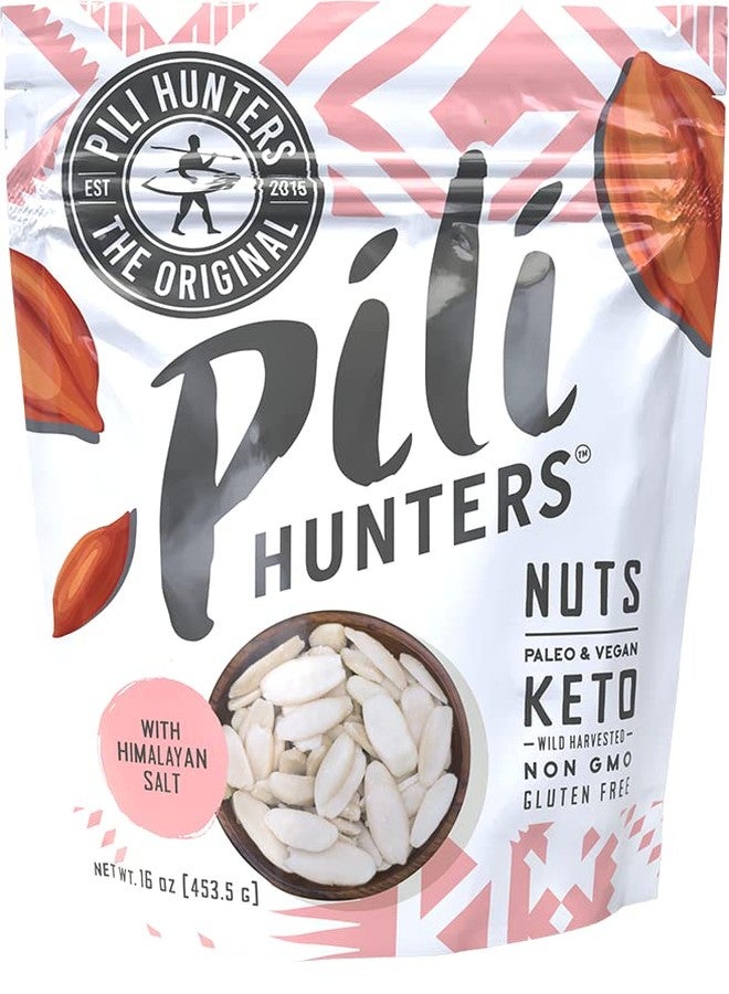 Pili Hunters - Wild Sprouted Pili Nuts, Himalayan Salt (1 lb Bag) Keto/Paleo/Vegan Snacks, Low Carb Energy, Gluten Free, No Sugar Added, Superfood, The Original - Image 1