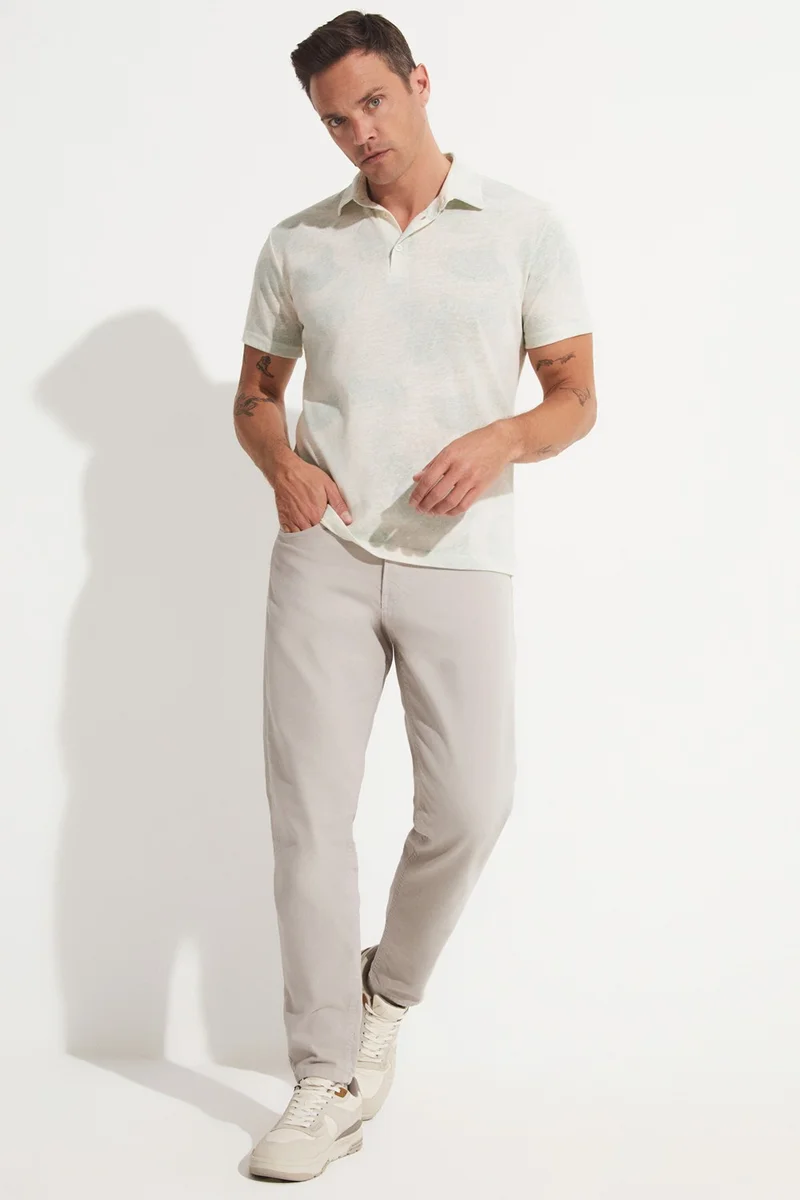 جون Men's Regular Fit 100% Cotton Patterned Collar T-Shirt
