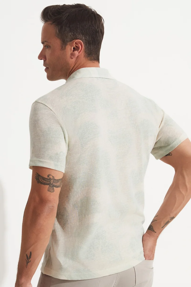 جون Men's Regular Fit 100% Cotton Patterned Collar T-Shirt