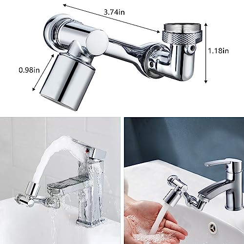HAPPUP 1080°Swivel Faucet Extender, Sink Water Faucet Aerator Extension in Brass, Swivel Robotic Arm Bathroom Faucet Extender, Kitchen Rotating Extension Filter with 2 Mode Splash - Image 5