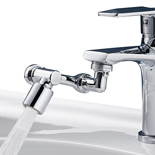 HAPPUP 1080°Swivel Faucet Extender, Sink Water Faucet Aerator Extension in Brass, Swivel Robotic Arm Bathroom Faucet Extender, Kitchen Rotating Extension Filter with 2 Mode Splash - Image 1