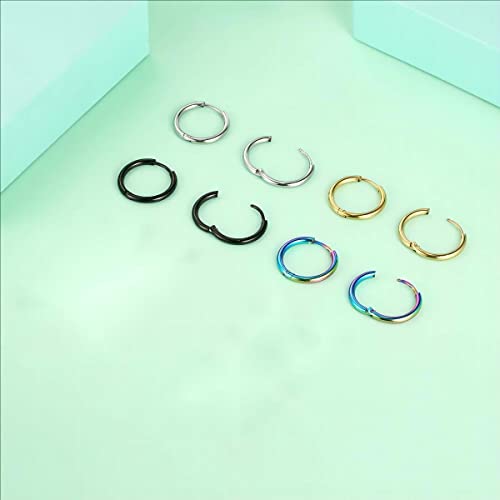 Vishoca Surgical Stainless Steel Hoop Earrings 8mm/10mm/12mm Small Huggie Hoop Earrings for Women and Men - Image 2