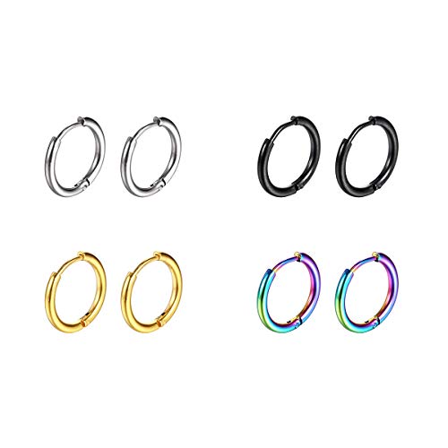 Vishoca Surgical Stainless Steel Hoop Earrings 8mm/10mm/12mm Small Huggie Hoop Earrings for Women and Men - Image 1