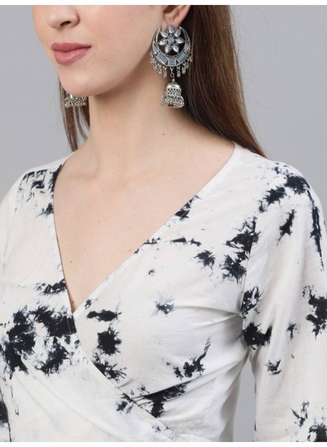 أيه كيه إس طقم ليجها تشولي أبيض مصبوغ بالربط مع دوباتا - Image 2