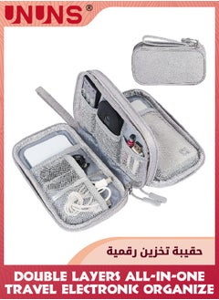 UNUNS Electronic Accessories Bag,Waterproof Portable Electronic Travel Organizer,Double Layers All-in-one Cable Organizer Pouch For Phone Charger USB Cables Earpieces SD Cards Hard Drive Power,Grey  - Image 1