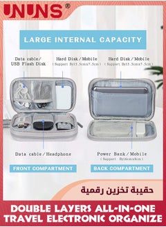 UNUNS Electronic Accessories Bag,Waterproof Portable Electronic Travel Organizer,Double Layers All-in-one Cable Organizer Pouch For Phone Charger USB Cables Earpieces SD Cards Hard Drive Power,Grey  - Image 4