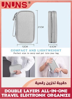 UNUNS Electronic Accessories Bag,Waterproof Portable Electronic Travel Organizer,Double Layers All-in-one Cable Organizer Pouch For Phone Charger USB Cables Earpieces SD Cards Hard Drive Power,Grey  - Image 5
