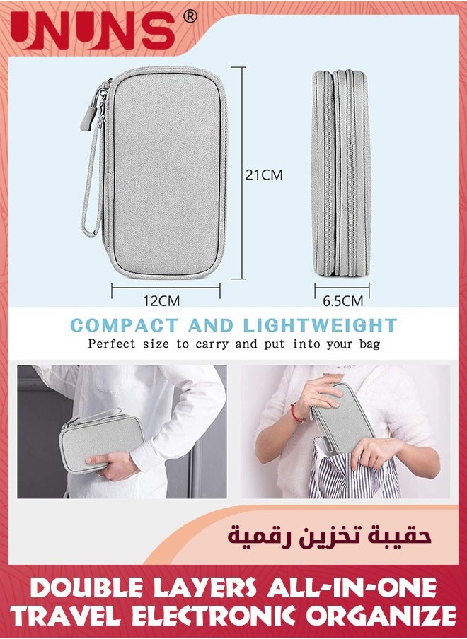 UNUNS Electronic Accessories Bag,Waterproof Portable Electronic Travel Organizer,Double Layers All-in-one Cable Organizer Pouch For Phone Charger USB Cables Earpieces SD Cards Hard Drive Power,Grey  - Image 5