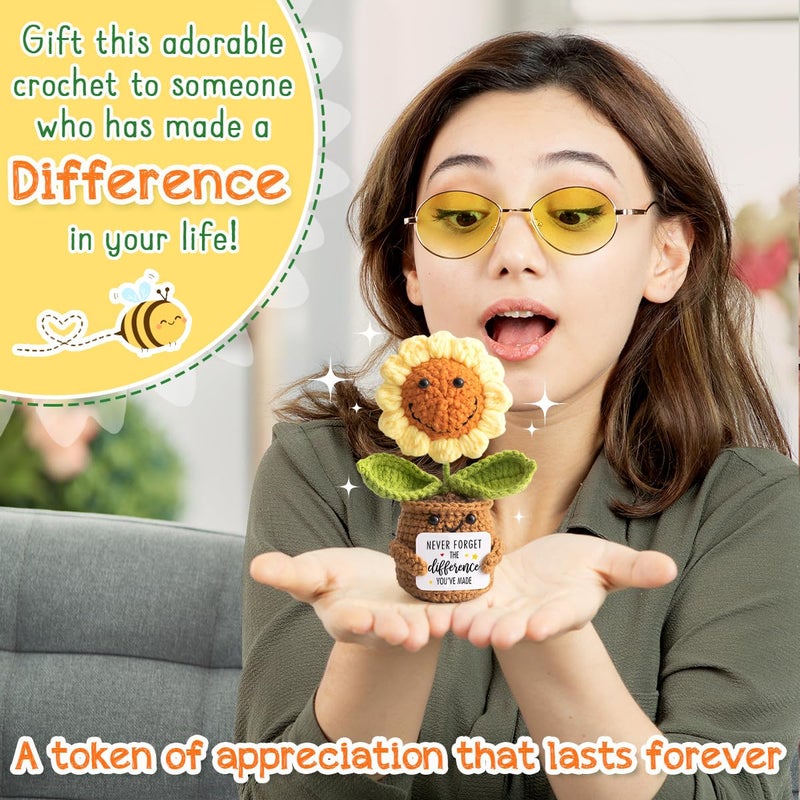 Veryhomy Mothers Day Thank You Gifts for Women, Nurse, Coworkers, Teacher, Boss, Retirement Farewell Going Away - Emotional Sunflower Support Crochet - Never Forget The Difference You Make Gifts - Image 4
