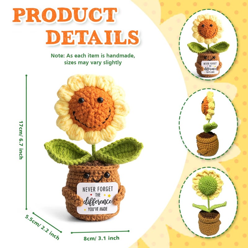 Veryhomy Mothers Day Thank You Gifts for Women, Nurse, Coworkers, Teacher, Boss, Retirement Farewell Going Away - Emotional Sunflower Support Crochet - Never Forget The Difference You Make Gifts - Image 2