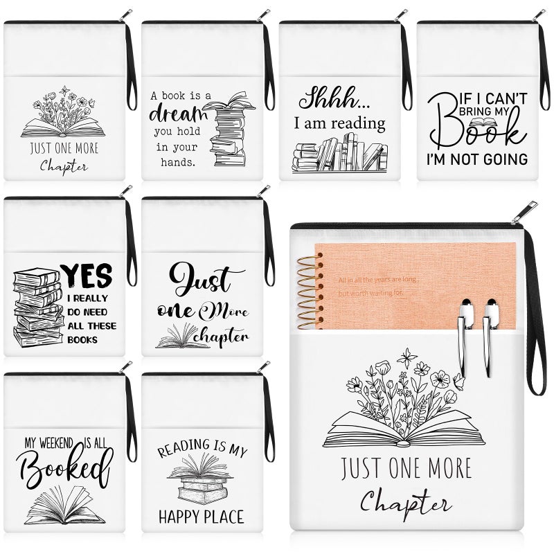 Cosblank 8 Pcs Book Club Gifts Book Pouch Sleeves Bulk with Zipper and Pocket Paperback Sleeve for Librarian Lovers Bookish Group Club Gifts, 11 x 8.7 Inch(Book) - Image 1