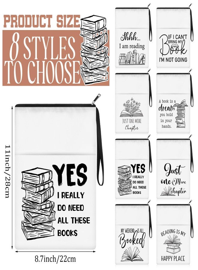 Cosblank 8 Pcs Book Club Gifts Book Pouch Sleeves Bulk with Zipper and Pocket Paperback Sleeve for Librarian Lovers Bookish Group Club Gifts, 11 x 8.7 Inch(Book) - Image 2