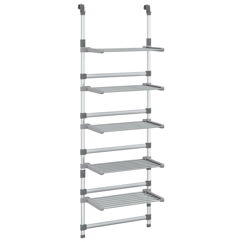 vidaXL 5Tier Hanging Laundry Drying Rack in Silver  Aluminum Construction with Adjustable Height Foldable Design and Easy Wall Mounting