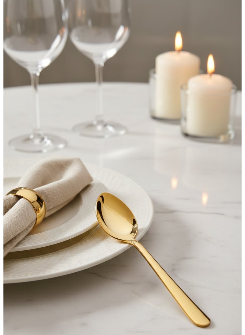 ديسينت ديسنت أورا جولد تي سبون سِت أوف 6 | ستينلس ستيل بي في دي جولد كتلري | ميرر فينيش | بريميوم تي سبونز سِت أوف 6 - Image 3