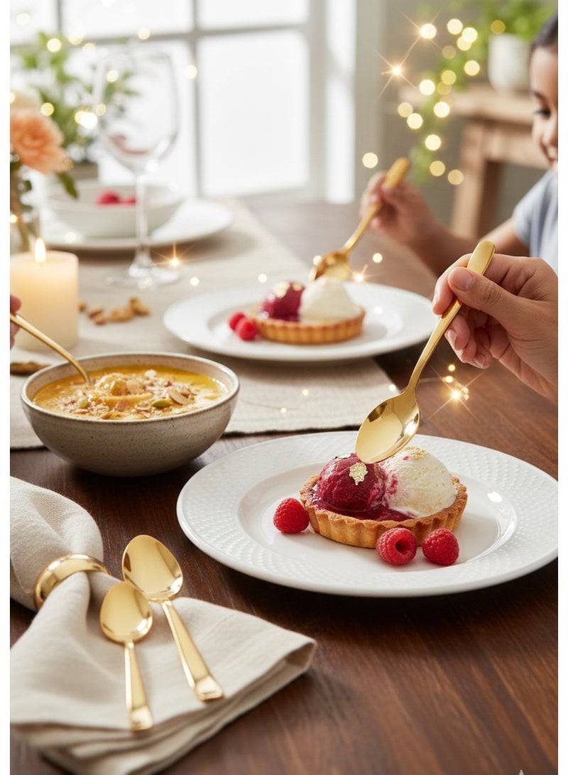 ديسينت ديسنت أورا جولد تي سبون سِت أوف 6 | ستينلس ستيل بي في دي جولد كتلري | ميرر فينيش | بريميوم تي سبونز سِت أوف 6 - Image 4