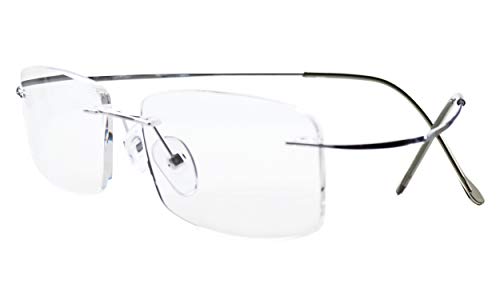 Eyekepper Titanium Rimless Reading Glasses Readers Men Women Silver + 1.75 - Image 2