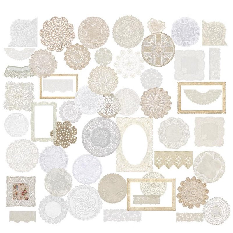 CATaireen Vintage Junk Journal Ephemera Scrapbooking Supplies Translucent Vellum Paper Stickers Card Making Decal Art Aesthetic for Adults Ephemera Lace 1 - Image 3