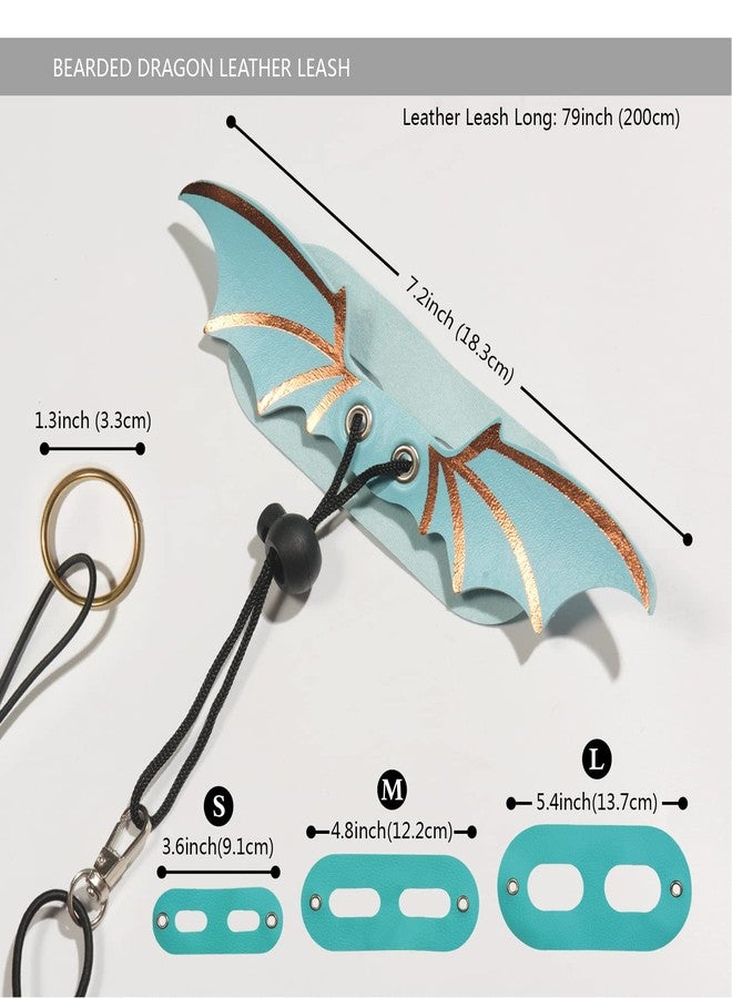 Yosadol Bearded Dragon Leash and Harness Set, Beardie Carrier, Lizard Adjustable Harness with Leather Wings and Sling Bag, Reptile Small Pet Backpack Batwing Accessories (Blue) - Image 2