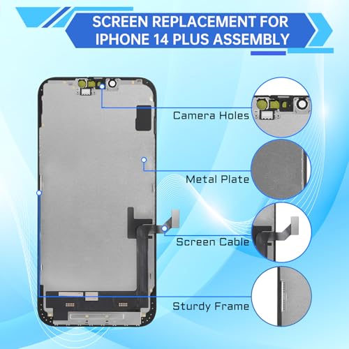 DGSCSMY for iPhone 14 Plus Screen Replacement 6.7" LCD Display Digitizer 3D Touch Waterproof Adhesive Sticker Full Assembly Repair Fix Tools Kit A2886 A2632 A2885 A2888 A2887 - Image 3