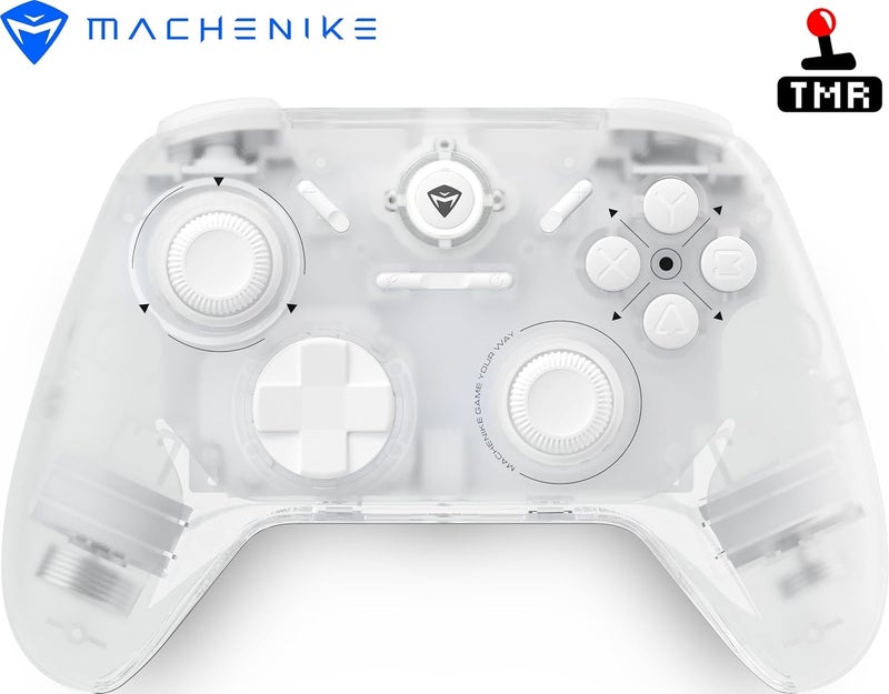 MACHENIKE وحدة تحكم الألعاب اللاسلكية G1 Pro للكمبيوتر - عصي وتأثيرات TMR، 1000Hz استقصاء، وضع ثلاثي 2.4G/Bluetooth/سلكي، متعددة المنصات - PC/Windows/Android/iOS/Switch، توربو، بطارية 600mAH (شبح الصقيع - لون أبيض) - Image 2