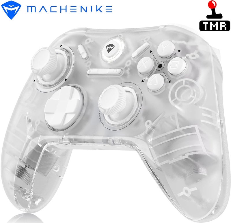 MACHENIKE وحدة تحكم الألعاب اللاسلكية G1 Pro للكمبيوتر - عصي وتأثيرات TMR، 1000Hz استقصاء، وضع ثلاثي 2.4G/Bluetooth/سلكي، متعددة المنصات - PC/Windows/Android/iOS/Switch، توربو، بطارية 600mAH (شبح الصقيع - لون أبيض) - Image 1