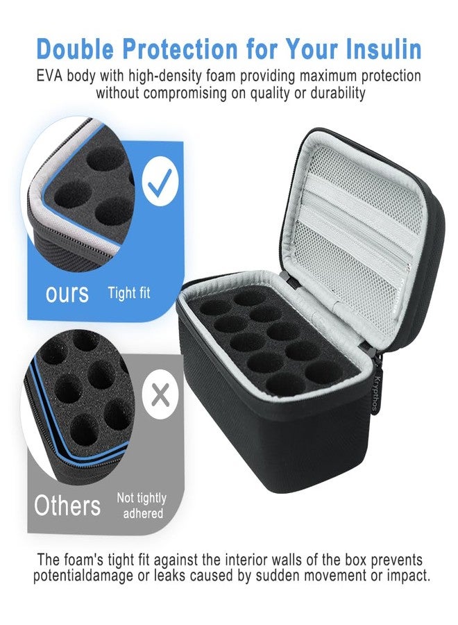 Krypthos 10 Slots Insulin Vial Protector Case, Insulin Vial Organizer Bag for Diabetics Standard 1ml 3ml 5ml and 10ml Vials, Insulin Carrying Case Fridge Holder Storage Holder, No Ice Pack - Image 5