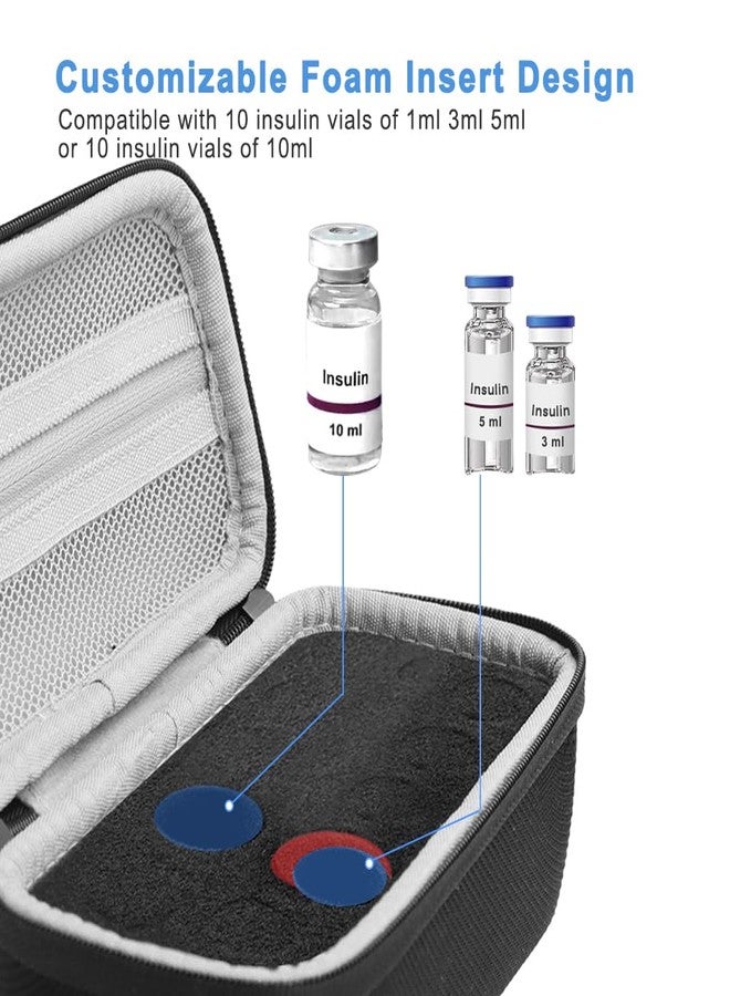 Krypthos 10 Slots Insulin Vial Protector Case, Insulin Vial Organizer Bag for Diabetics Standard 1ml 3ml 5ml and 10ml Vials, Insulin Carrying Case Fridge Holder Storage Holder, No Ice Pack - Image 4