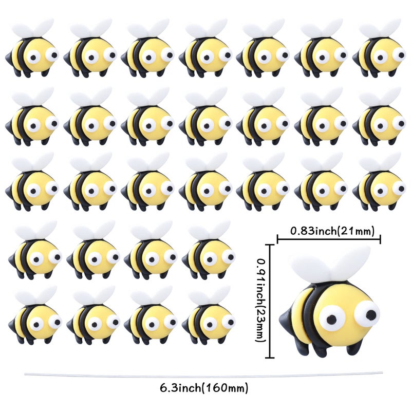 Ephlyn 24Pcs Bumble Bee Cupcake Toppers Little Figurine Bee Cupcake Picks Oh Babee Cake Decorations for Bee Theme Baby Shower Kids Boys Girls Birthday Party Decoration Supplies - Image 2