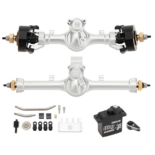 MEUS RACING 5mm ISO V2 SCX24 Axles with 3Section CVD with Servo and Servo Horns for Axial 124 SCX24 RC Crawler Silver - Image 1