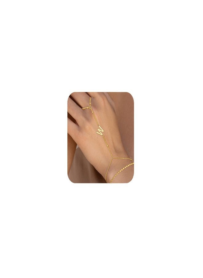 ASCONA Initial Hand Chain Bracelet for Women-14K Gold Plated Ring Bracelet Hand Chain for Women Trendy,Dainty Letter A-Z Link Charm Stack Bracelets Set Jewelry Gifts - Image 1