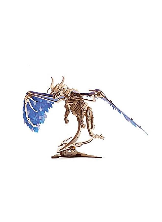 UGEARS Windstorm Dragon 3D Puzzle Selfassembly 3D Wooden Puzzles For Adults And Kids Realistic 3D Dragon Puzzle Wood Model Kit With Rubber Band Motor Lasercut Wooden Puzzle Mechanical Toy  - Image 3