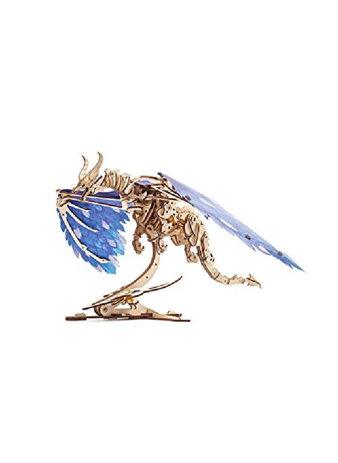 UGEARS Windstorm Dragon 3D Puzzle Selfassembly 3D Wooden Puzzles For Adults And Kids Realistic 3D Dragon Puzzle Wood Model Kit With Rubber Band Motor Lasercut Wooden Puzzle Mechanical Toy  - Image 2