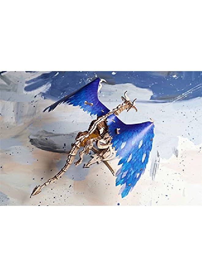 UGEARS Windstorm Dragon 3D Puzzle Selfassembly 3D Wooden Puzzles For Adults And Kids Realistic 3D Dragon Puzzle Wood Model Kit With Rubber Band Motor Lasercut Wooden Puzzle Mechanical Toy  - Image 5