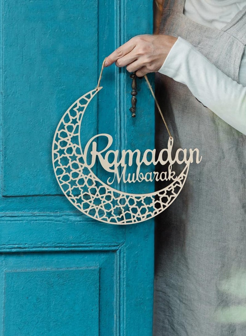 AUTOYSUR Ramadan Wreath (12in) Ramadan Mubarak Sign - Ramadan Decorations for Home 2025 - Ramadan Gifts for Kids - Ramadan Door Decoration - Ramadan Decor - Ramadan Door Wreath - Image 5