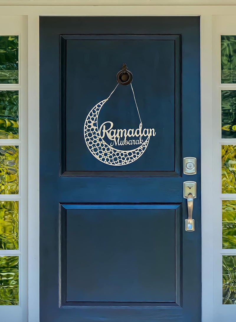 AUTOYSUR Ramadan Wreath (12in) Ramadan Mubarak Sign - Ramadan Decorations for Home 2025 - Ramadan Gifts for Kids - Ramadan Door Decoration - Ramadan Decor - Ramadan Door Wreath - Image 4