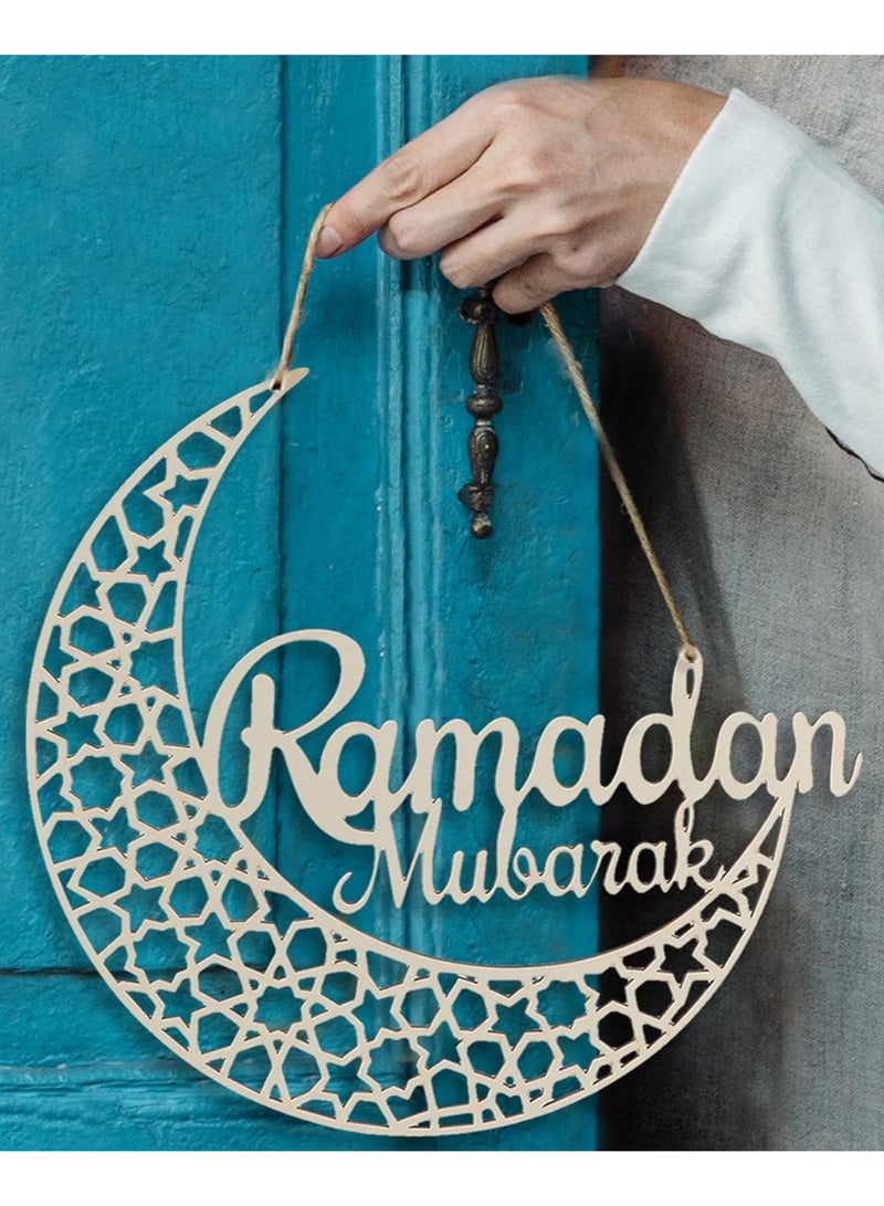 AUTOYSUR Ramadan Wreath (12in) Ramadan Mubarak Sign - Ramadan Decorations for Home 2025 - Ramadan Gifts for Kids - Ramadan Door Decoration - Ramadan Decor - Ramadan Door Wreath - Image 2