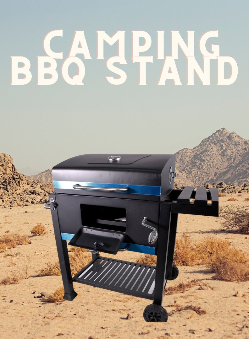 AFT Charcoal BBQ Garden Grill with Adjustable Shelf, 113 cm x 45.5 cm x 100 cm – Outdoor Cooking Grill for BBQ Parties & Backyard Gatherings. (Black) Arfan - Image 5