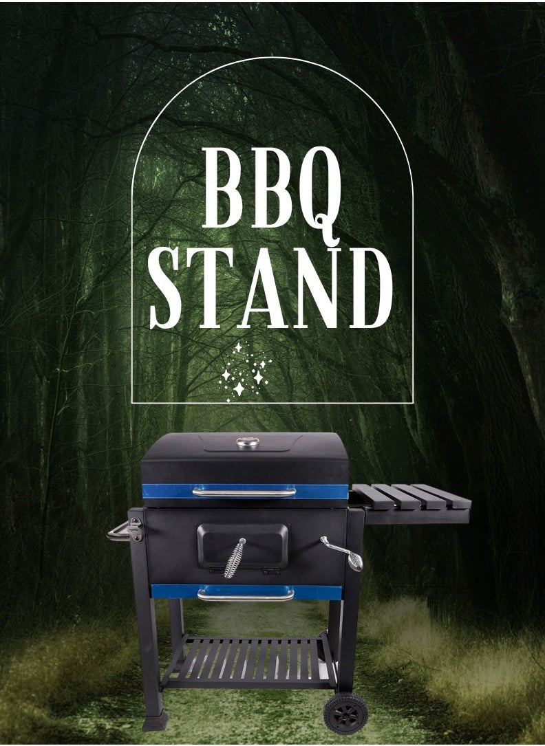 AFT Charcoal BBQ Garden Grill with Adjustable Shelf, 113 cm x 45.5 cm x 100 cm – Outdoor Cooking Grill for BBQ Parties & Backyard Gatherings. (Black) Arfan  - Image 2