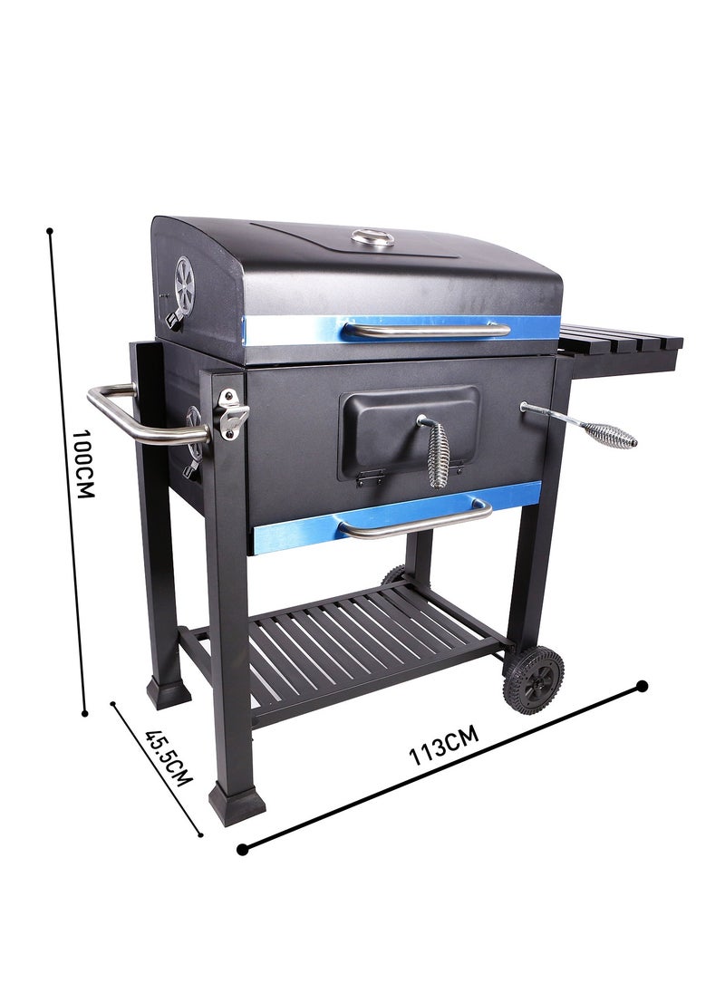 AFT Charcoal BBQ Garden Grill with Adjustable Shelf, 113 cm x 45.5 cm x 100 cm – Outdoor Cooking Grill for BBQ Parties & Backyard Gatherings. (Black) Arfan  - Image 4