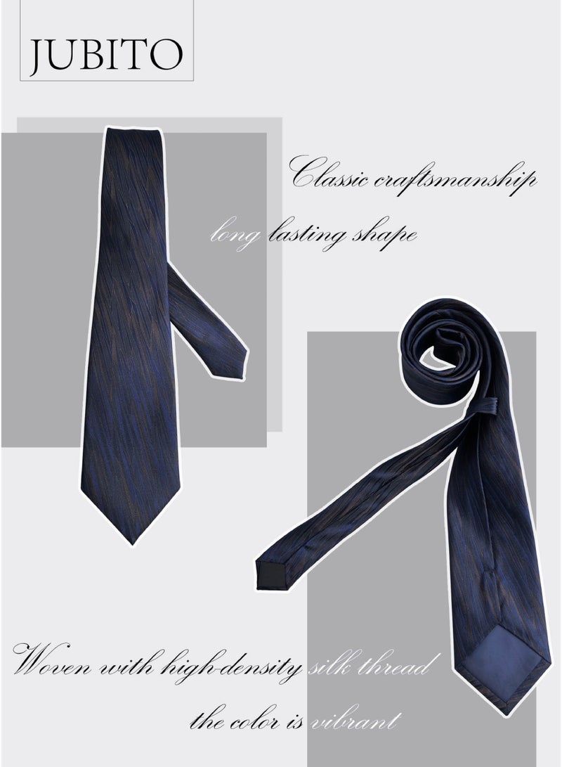 JUBITO Ties for men, mulberry silk hand tie business formal tie, blue 8cm twill tie, gift box gifts for men - Image 4