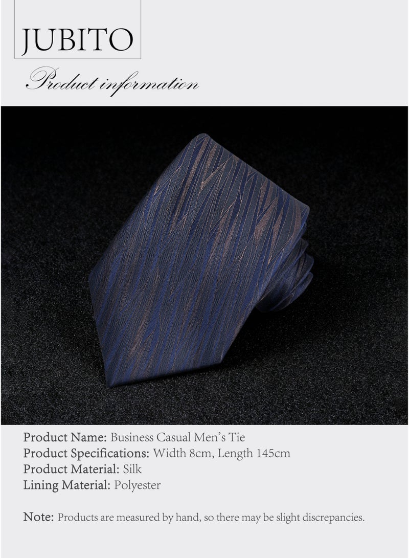 JUBITO Ties for men, mulberry silk hand tie business formal tie, blue 8cm twill tie, gift box gifts for men - Image 5
