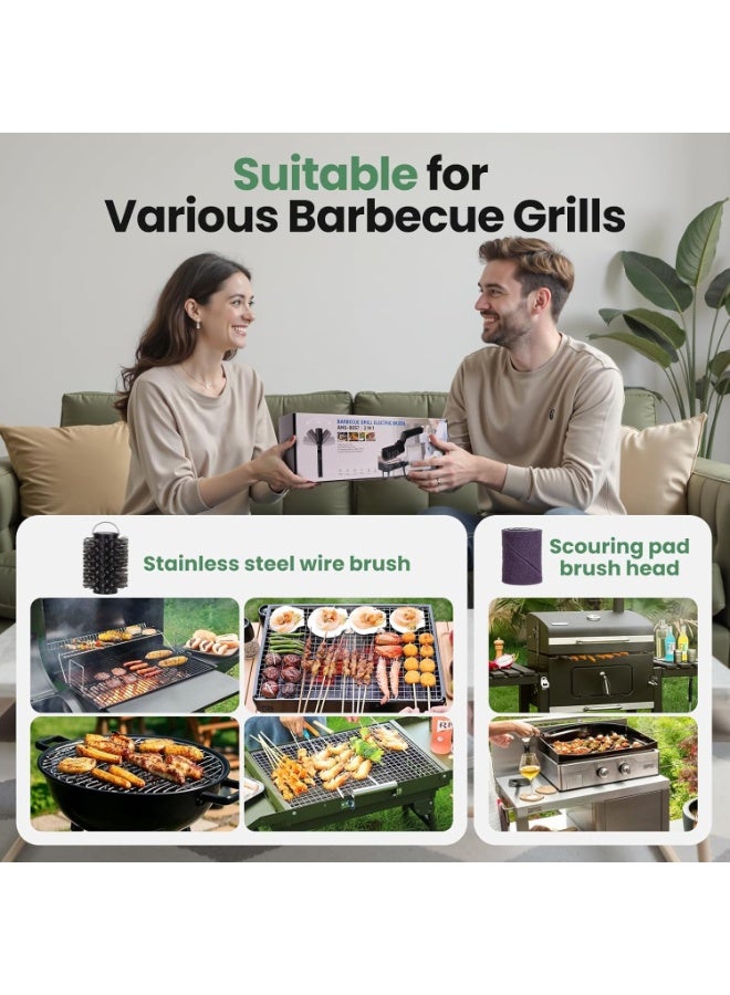 أوبتيا تخفيضات كبيرة، فرشاة شواء برأس دوار 180 درجة، فرشاة شواء أوتوماتيكية قابلة لإعادة الشحن لتنظيف الشواية، فرشاة شواء بالبخار للشواء في الهواء الطلق، هدية شواء فريدة للرجال، الأب، سيد الشواء، أسود - Image 4