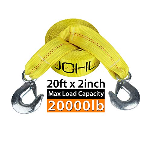 JCHL Nylon Tow Strap with Hooks 2”x20’ Car Vehicle Heavy Duty Recovery Rope 20,000 lbs Capacity Tow Rope for Car Truck Jeep ATV SUV - Image 2
