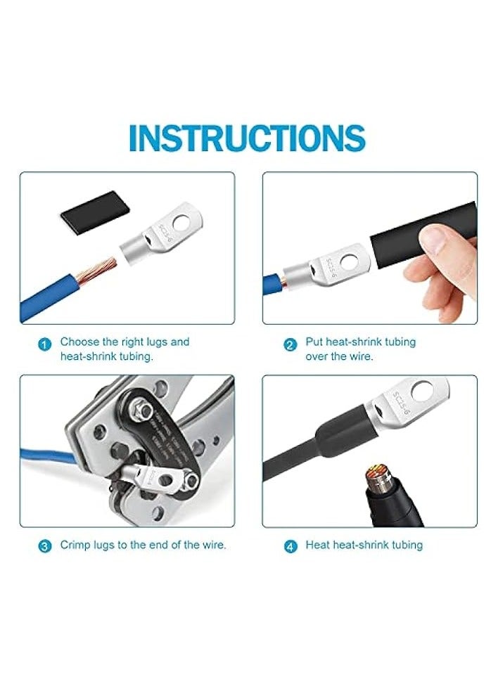 erorex Copper Wire Lugs, 66 Pcs Battery Cable Terminal connectors Set, Copper Wire Terminal Connectors for 4 6 8 10 AWG with 66 Pcs Heat Shrink Tubing(132 Pcs) - Image 3