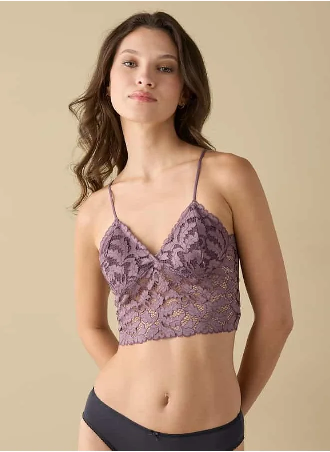 فاف Lace Detail Bralette with Adjustable Straps